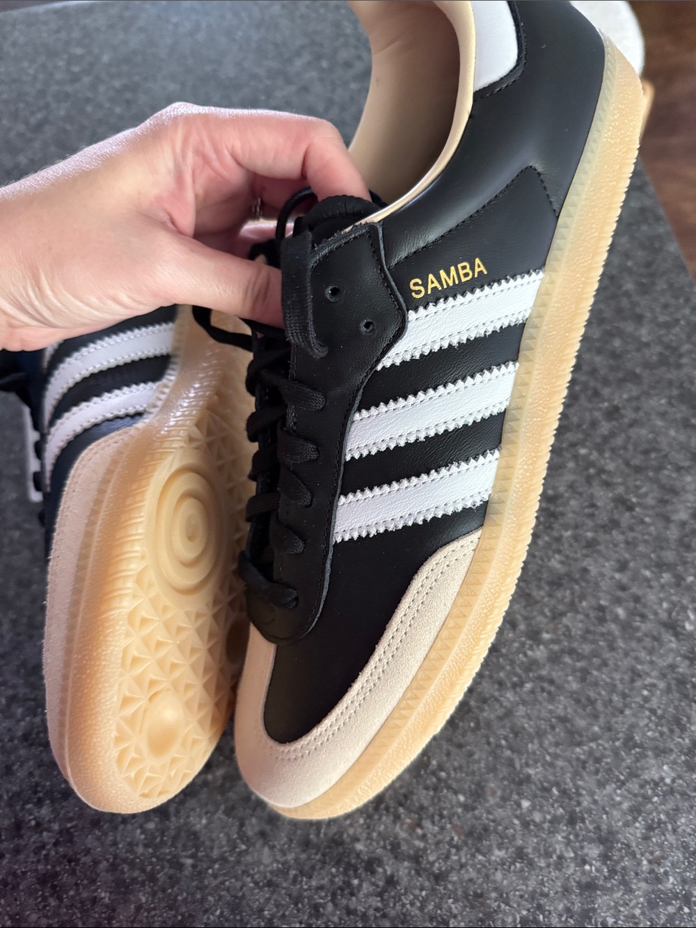 New adidas Samba originals Black, White & Tan Low-Top Sneakers - Picture 5 of 9